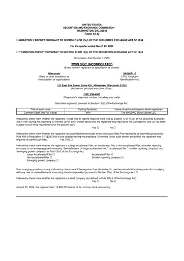 Thumbnail Twin Disc
 10-Q Quarterly Report FY2024 