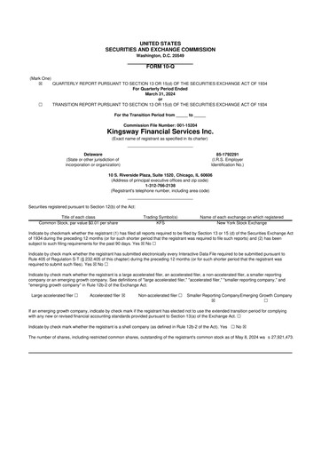 Thumbnail Kingsway Financial Services 10-Q Quarterly Report FY2024 