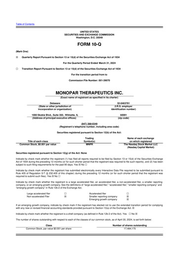 Thumbnail Monopar Therapeutics 10-Q Quarterly Report FY2024 