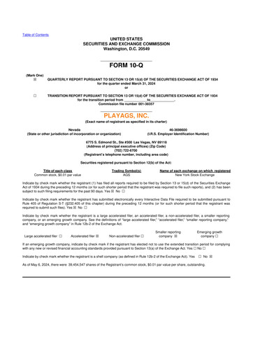 Thumbnail PlayAGS
 10-Q Quarterly Report FY2024 