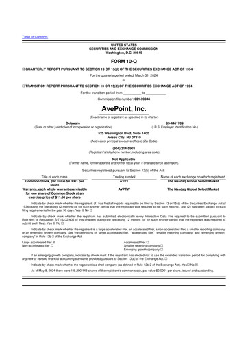 Thumbnail AvePoint 10-Q Quarterly Report FY2024 