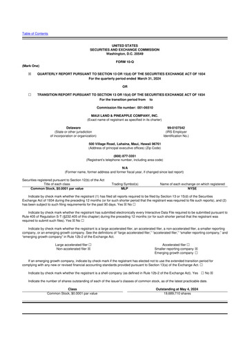 Vorschaubild Maui Land & Pineapple Company 10-Q Quartalsbericht 2024 