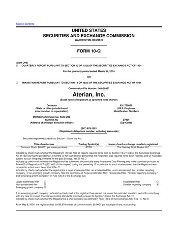Thumbnail Aterian 10-Q Quarterly Report FY2024 