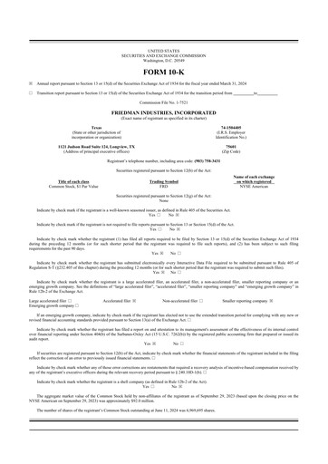 Thumbnail Friedman Industries 10-K Annual Report 2024