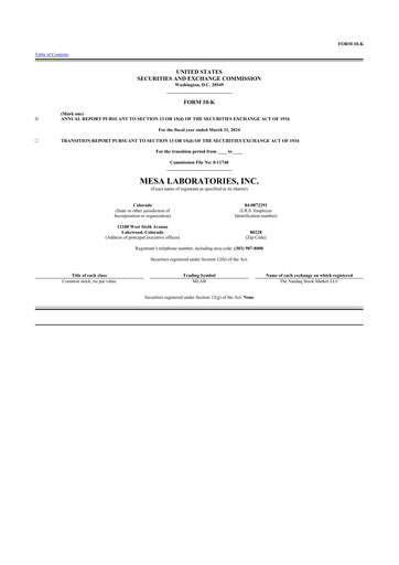 Thumbnail Mesa Laboratories 10-K Annual Report 2024