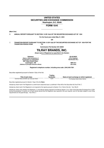 Thumbnail Tilray Brands
 10-K Annual Report 2024