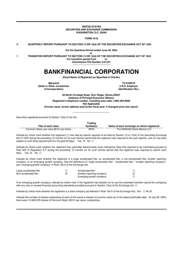 Thumbnail BankFinancial 10-Q Quarterly Report FY2024 