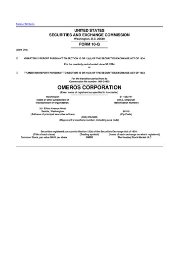 Vorschaubild Omeros Corporation 10-Q Quartalsbericht 2024 