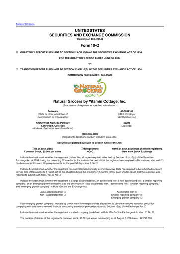 Thumbnail Natural Grocers by Vitamin Cottage 10-Q Quarterly Report FY2024 