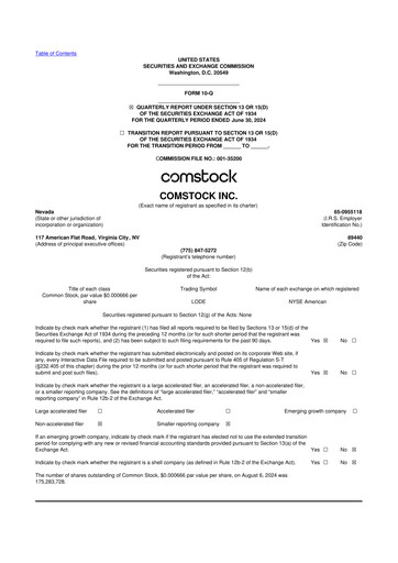 Thumbnail Comstock Inc. 10-Q Quarterly Report FY2024 