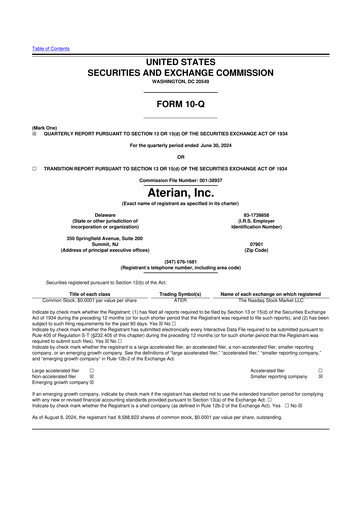 Thumbnail Aterian 10-Q Quarterly Report FY2024 