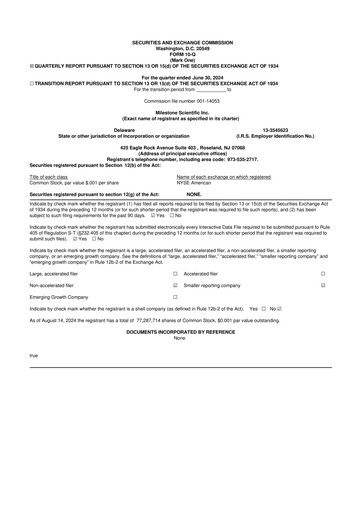 Thumbnail Milestone Scientific 10-Q Quarterly Report FY2024 