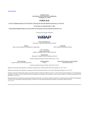 Miniature Wrap Technologies
 10-K Rapport annuel 2023