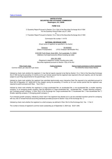 Thumbnail National Beverage
 10-Q Quarterly Report FY2025 