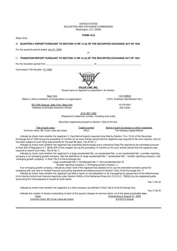 Thumbnail Value Line 10-Q Quarterly Report FY2025 