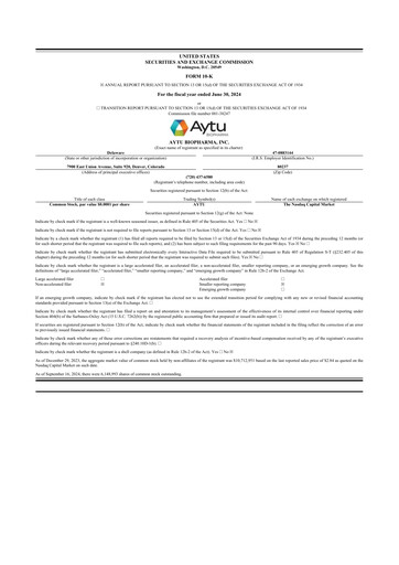 Thumbnail Aytu BioScience
 10-K Annual Report 2024