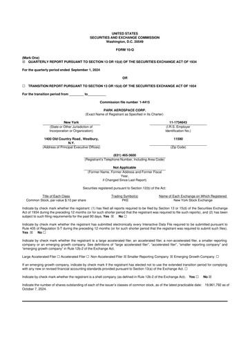 Miniature Park Aerospace 10-Q Rapport trimestriel 2025 