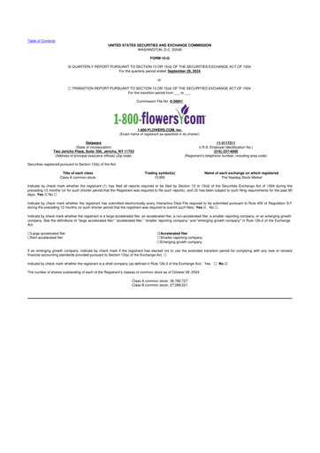 Thumbnail 1-800-Flowers.com, Inc.
 10-Q Quarterly Report FY2025 