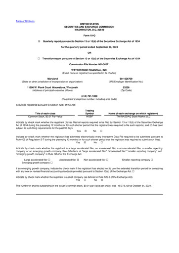 Thumbnail Waterstone Financial 10-Q Quarterly Report FY2024 