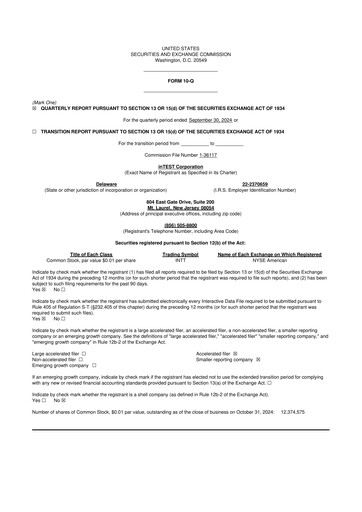 Thumbnail inTEST Corporation 10-Q Quarterly Report FY2024 