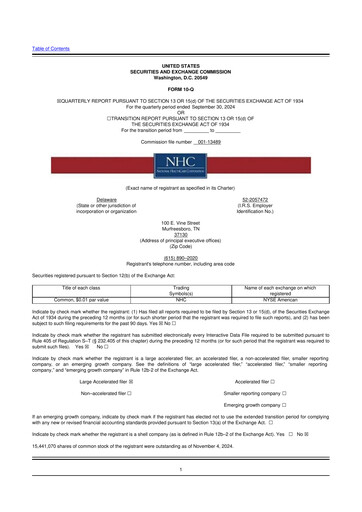 Thumbnail National Healthcare
 10-Q Quarterly Report FY2024 