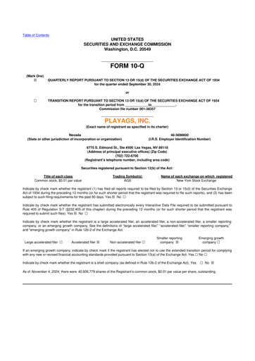 Thumbnail PlayAGS
 10-Q Quarterly Report FY2024 