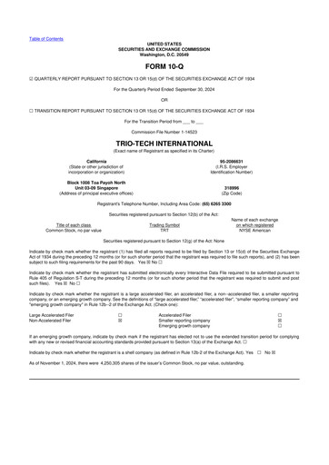 Thumbnail Trio-Tech International 10-Q Quarterly Report FY2025 Q1