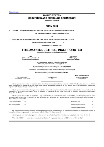 Vorschaubild Friedman Industries 10-Q Quartalsbericht 2025 