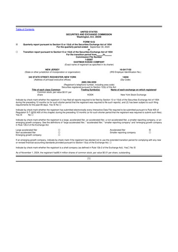 Thumbnail Eastman Kodak Company 10-Q Quarterly Report FY2024 