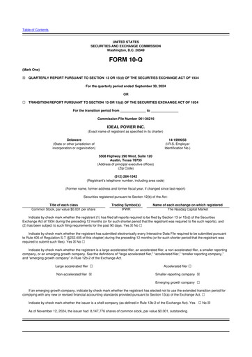 Thumbnail Ideal Power 10-Q Quarterly Report FY 