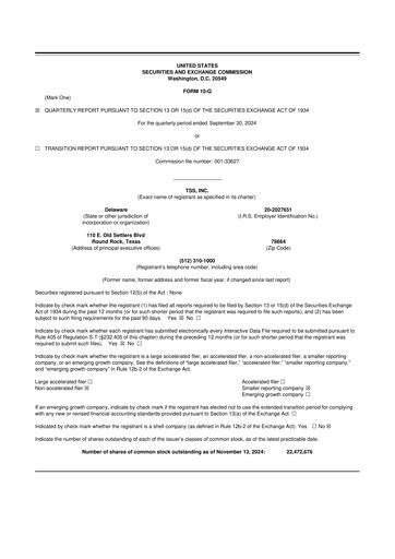 Miniature TSS, Inc. 10-Q Rapport trimestriel 2024 