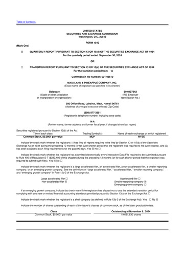 Vorschaubild Maui Land & Pineapple Company 10-Q Quartalsbericht 2024 