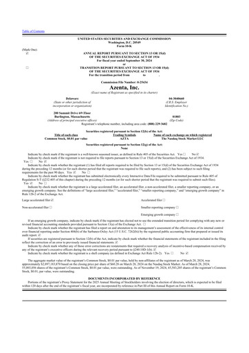 Thumbnail Azenta 10-K Annual Report 2024