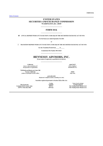 Miniature Hennessy Advisors 10-K Rapport annuel 2024