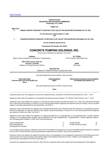 Vorschaubild Concrete Pumping Holdings 10-K Jahresbericht 2024