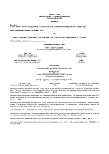 Miniature Park Aerospace 10-Q Rapport trimestriel 2024 