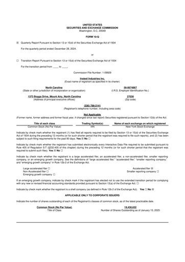 Thumbnail Insteel Industries 10-Q Quarterly Report FY2025 