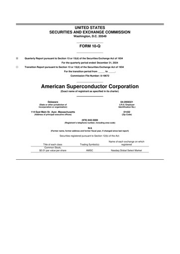 Vorschaubild American Superconductor Corporation 10-Q Quartalsbericht 2025 
