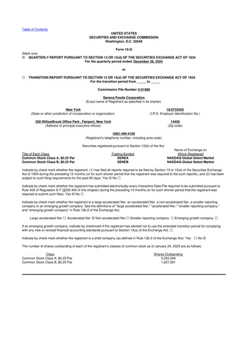 Thumbnail Seneca Foods
 10-Q Quarterly Report FY2025 