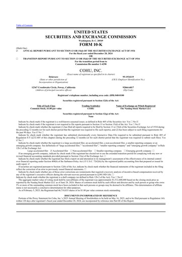 Thumbnail Cohu 10-K Annual Report 2024