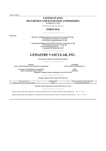 Thumbnail LeMaitre Vascular 10-K Annual Report 2024
