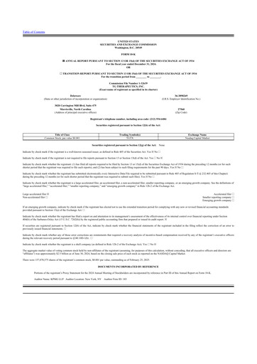 Thumbnail TG Therapeutics 10-K Annual Report 2024