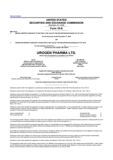 Thumbnail UroGen Pharma 10-K Annual Report 2024
