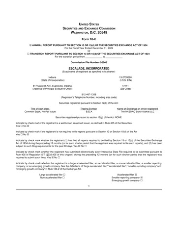 Thumbnail Escalade Sports 10-K Annual Report 2024