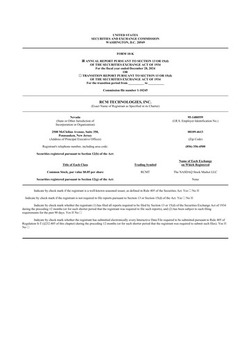 Thumbnail RCM Technologies 10-K Annual Report 2024