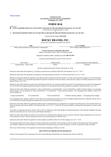 Thumbnail Rocky Brands 10-K Annual Report 2024