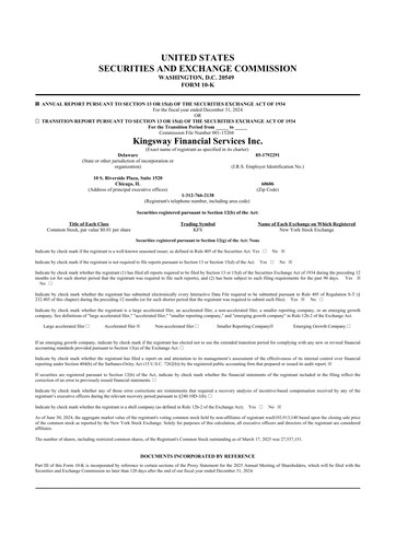 Thumbnail Kingsway Financial Services 10-K Annual Report 2024