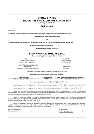 Vorschaubild Eton Pharmaceuticals 10-K Jahresbericht 2024