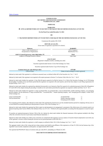 Miniature Zion Oil & Gas 10-K Rapport annuel 2024