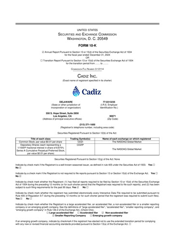 Vorschaubild Cadiz Inc. 10-K Jahresbericht 2024